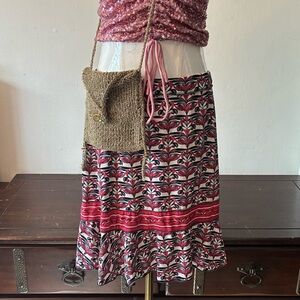 Max Studio Pink and Red A-Line Skirt